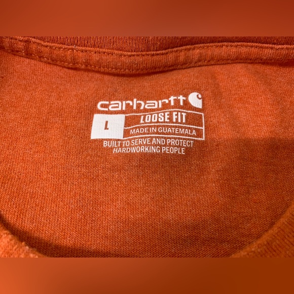 Men's Large Heather Orange 60/40 Cotton/Poly Utility Pocket T Shirt - Picture 3 of 16